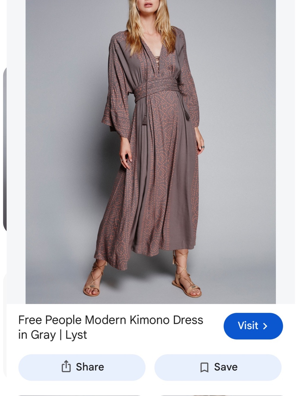 Free People 2 Women's Gray Modern Kimono Dress